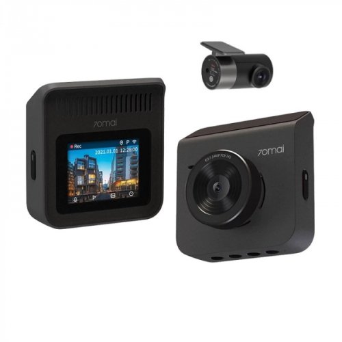 Pachet camera auto dvr xiaomi 70mai a400-1 gri, camera spate rc09, 1440p, ips 2.0 , 3.6mp, filmare 145 , night vision, monitorizare parcare