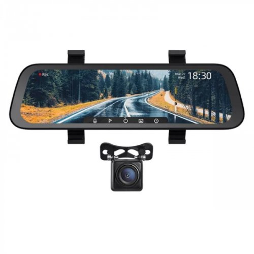 Pachet oglinda dvr xiaomi 70mai rearview dash cam wide set, ips 9.35 , camera spate cu night vision, wifi, 500mah