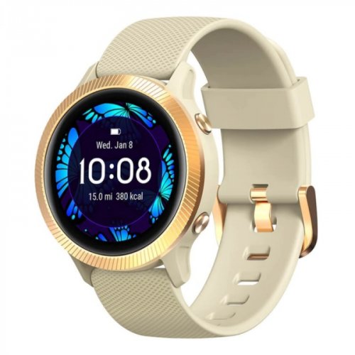 Smartwatch pentru femei blackview r8 gold, tft-lcd 1.09 touch screen curbat 2.5d, ritm cardiac, oxigen, calorii, ip68, 190mah
