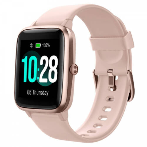 Smartwatch ulefone watch roz coral, tft 1.3 touch screen, ritm cardiac, monitorizare menstruatie, waterproof, bluetooth v5.0, 210mah