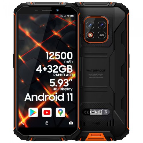 Telefon mobil ihunt titan p13000 2022 portocaliu, 4g, ips hd+ 5.93 , 4gb ram, 32gb rom, android 11, helio a22, bt v5.0, 12500mah, dual sim