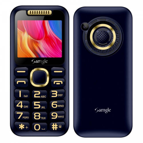 Telefon mobil samgle halo, 3g, tft 2.0 color, camera 2.0mp, bluetooth, fm, lanterna, 3000mah, dual sim, stand incarcare cadou, albastru