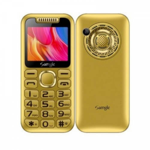 Telefon mobil samgle halo, 3g, tft 2.0 color, camera 2.0mp, bluetooth, fm, lanterna, 3000mah, dual sim, stand incarcare cadou, gold