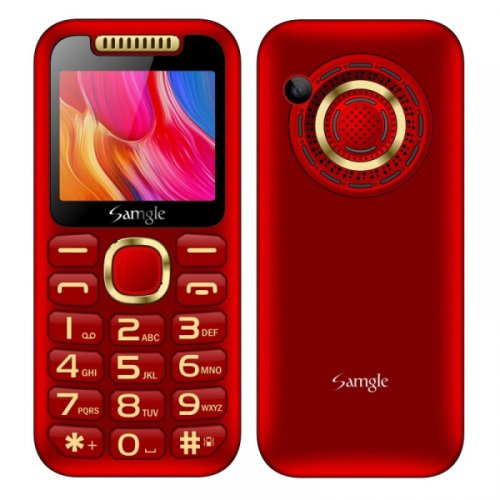 Telefon mobil samgle halo, 3g, tft 2.0 color, camera 2.0mp, bluetooth, fm, lanterna, 3000mah, dual sim, stand incarcare cadou, rosu