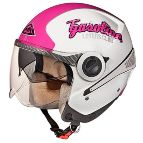 Casca moto scuter smk sirius gasoline gl196 culoarea roz alb, marimea xl femei