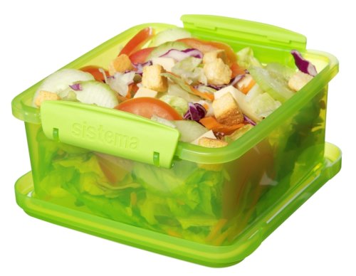 Sistema Plastics Cutie alimente din plastic dreptunghiulara color cu capac sistema lunch plus 1.2l