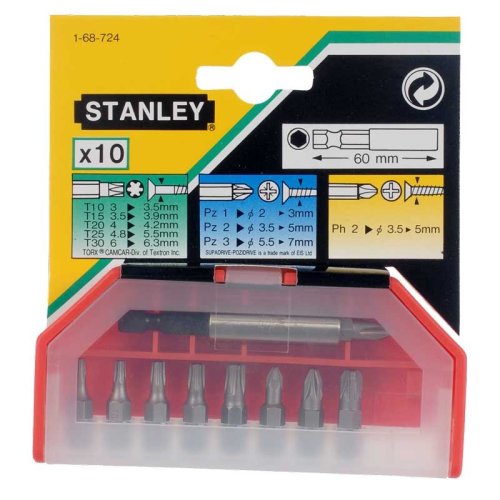 Stanley Set black+decker 10 varfuri 1-68-724 de surubelnita + adaptor magnetic