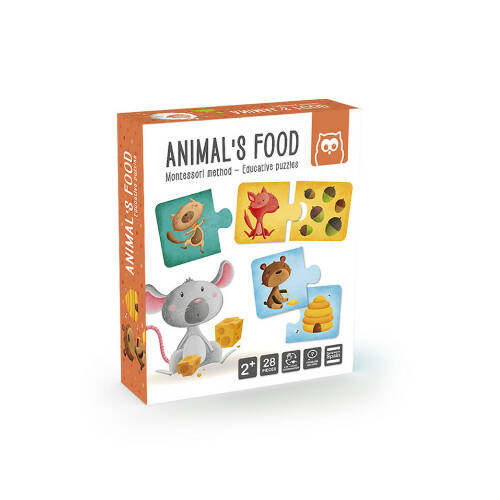Puzzle educativ montessori animale si hrana lor