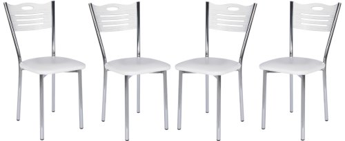 Set 4 scaune de bucatarie albe cu dungi negre matrix