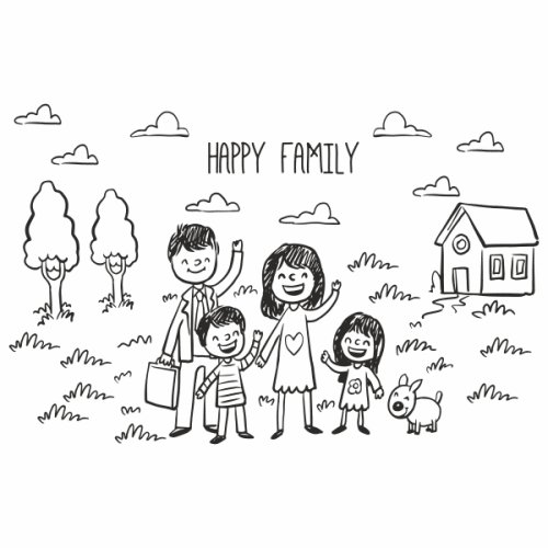 Sticker - abtibild cu membrii familiei, decorativ, happy family, negru, 117 x 75