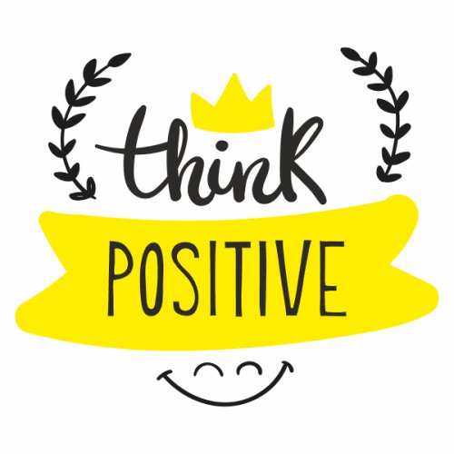 Sticker - abtibild pentru perete, cu mesaj motivational, think positive, negru-galben, 57 x 67