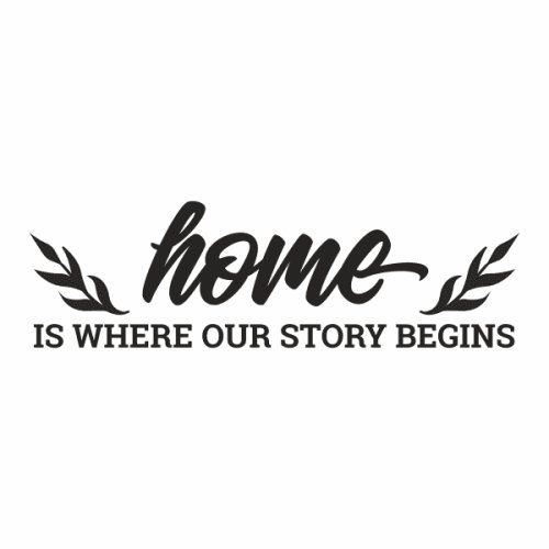 Sticker decorativ pentru familie, priti global, home is where our story begins, negru, 118 x 35