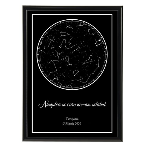 Tablou personalizat cu harta stelelor, model clasic, 20 x 30 cm