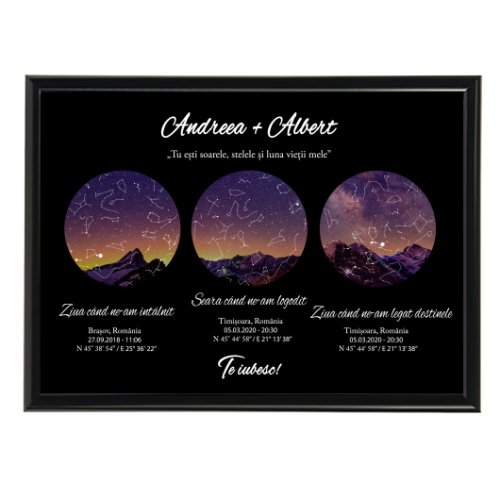 Infinity Tablou personalizat cu harta stelelor, model evenimente speciale, 20 x 30 cm