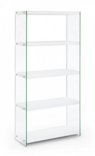 Bizzotto Biblioteca sury, sticla lemn, alb, 75x29.5x160 cm