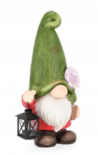 Decoratiune pentru gradina blossom gnome with lantern, multicolor, compozit, 46.5 cm