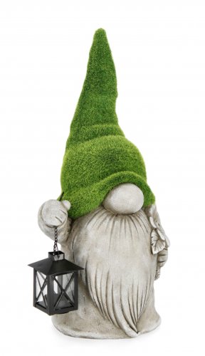 Decoratiune pentru gradina gnome, gri verde, compozit, 50.5 cm
