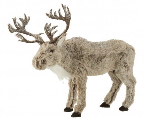 Figurina elk, fibre sintetice, gri, 40x10x38 cm