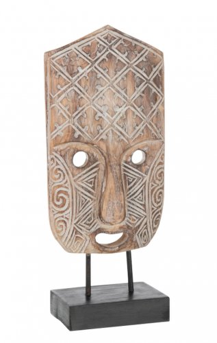 Figurina mask primitive on foot, lemn, natural, 17x15x41 cm