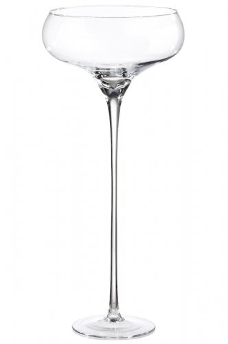Ghiveci pahar sampanie, sticla, transparent, 70x31.5 cm