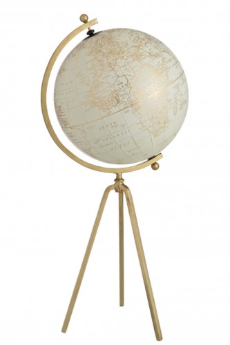 Glob cu suport, metal fier, alb auriu, 28x31x73 cm