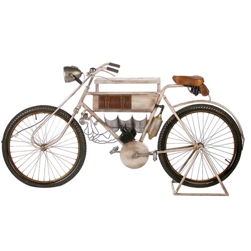 Masa de bar bicycle, gri maro, metal, 188x47x101 cm