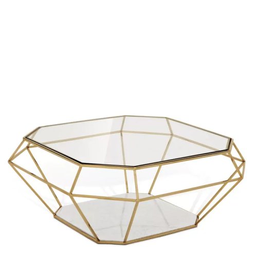 Masuta asscher, metal sticla, auriu transparent, 100x100x41 cm