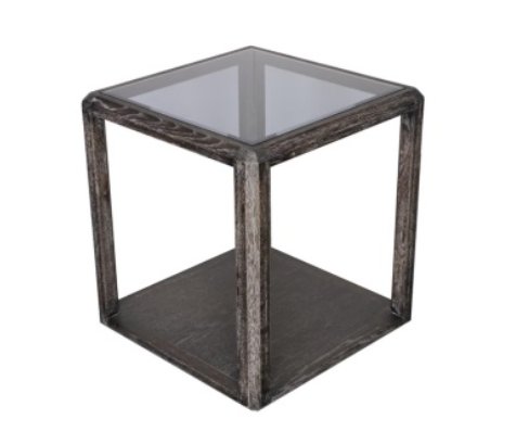 Masuta glaston, furnir sticla lemn, negru, 60x55x55 cm