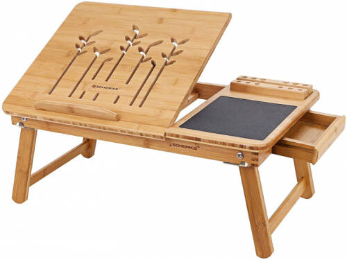Songmics Masuta laptop, bambus, 55x35x23 cm, nature