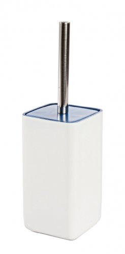 Perie de toaleta trend, rasina otel, alb albastru, 9.3x9.3x31 cm