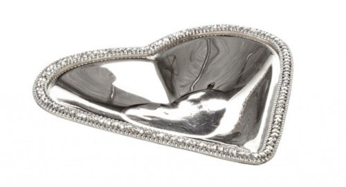 Platou diamond heart, cristal placat cu arama si argint, argintiu, 12, 7x12, 7x1cm