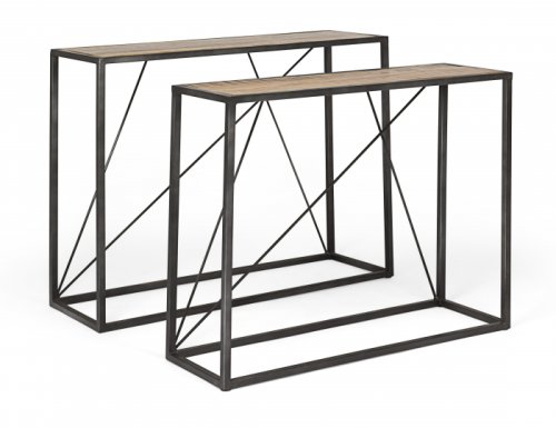 Set 2 console norris, lemn otel inoxidabil, maro negru, 105x39x86 cm
