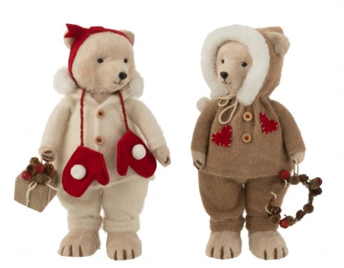 Set 2 figurine bear standing boy girl, fibre sintetice, multicolor, 20x16x40 cm
