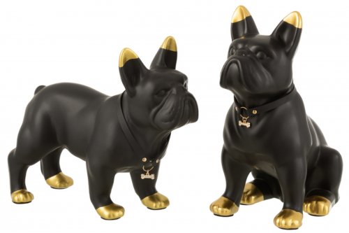 Set 2 figurine bulldog necklace, piatra, multicolor, 33x15x27 cm
