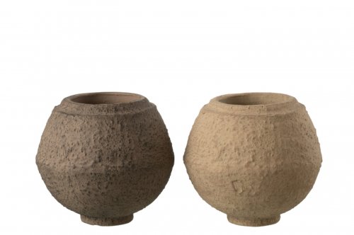Jolipa Set 2 ghivece, ceramica, maro, 21x21x19