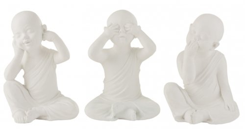 Set 3 figurine see hear speak, rasina, alb, 35x28x50 cm