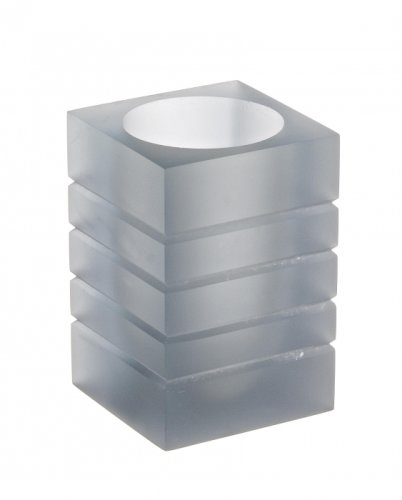 Suport periuta de dinti cube, rasina, gri, 6.7x6.7x9.8 cm