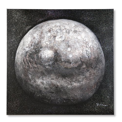 Tablou moon, panza, negru alb gri, 80x80x3,5 cm