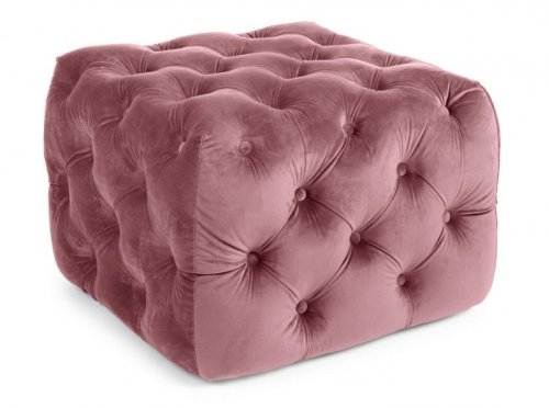 Taburet evan, catifea, roz, 62x62x46 cm