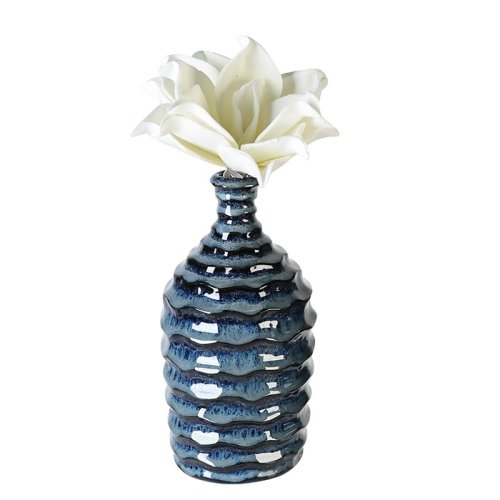 Vaza foggia, albastru, ceramica glazurata, inaltime 26cm
