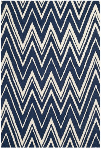 Covor modern & geometric luca, lana, albastru/bej, 122x183
