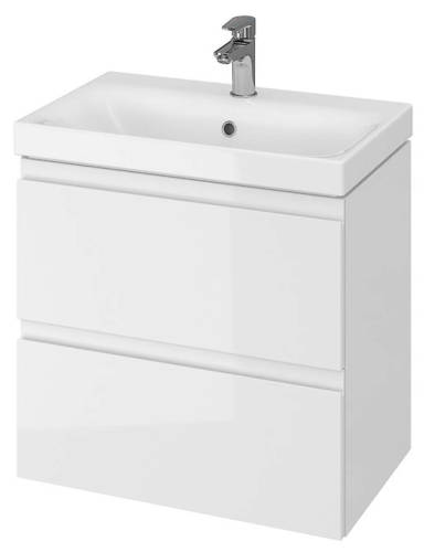 Cersanit Mobilier baie moduo slim 60, pentru lavoar, cu doua sertare, alb, asamblat, 59.5x37.5x57 cm