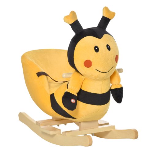 Homcom balansoar albină din lemn pentru copii 60 x 33 x 45cm galben și negru