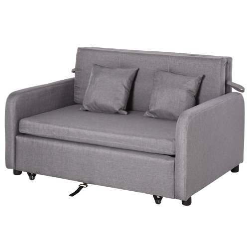 Homcom canapea extensibila cu compartiment de depozitare si design modern din in gri