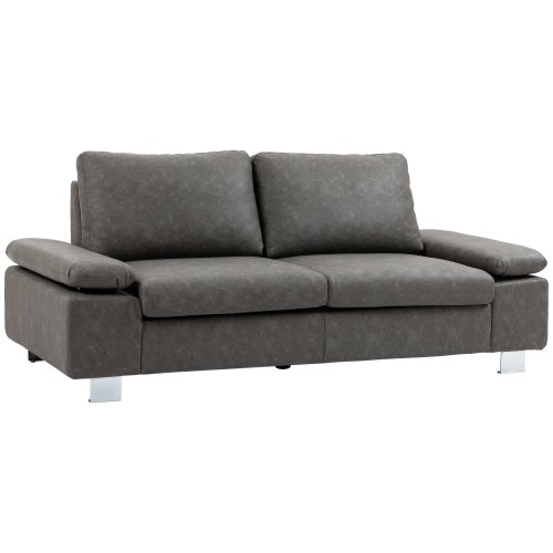 Homcom canapea moderna dubla de lux cu 2 locuri, canapea tapitata cu brate reglabile pentru camera de zi, birou, gri | aosom ro