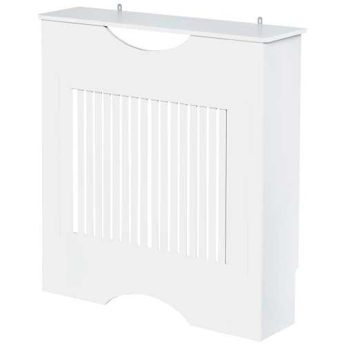 Homcom capac de radiator din mdf alb, cu blat si design anti-inclinare, 78x19x82 cm | aosom ro