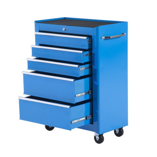 Homcom cărucior scule  pentru atelier cu sertar albastru deschis 61.5 x 33 x 85cm 