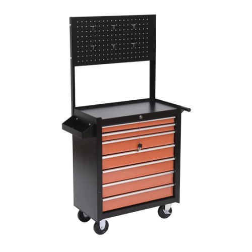 Homcom cărucior scule  pentru atelier cu sertar negru și portocaliu 61.5 x 33 x 76cm 