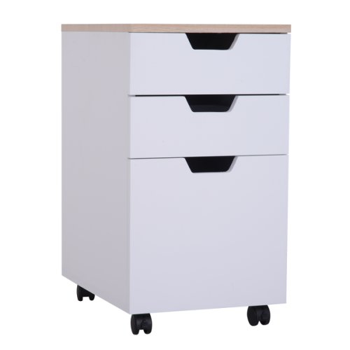 Homcom comoda dulapior pentru documente in lemn, alb, 33x45x60cm