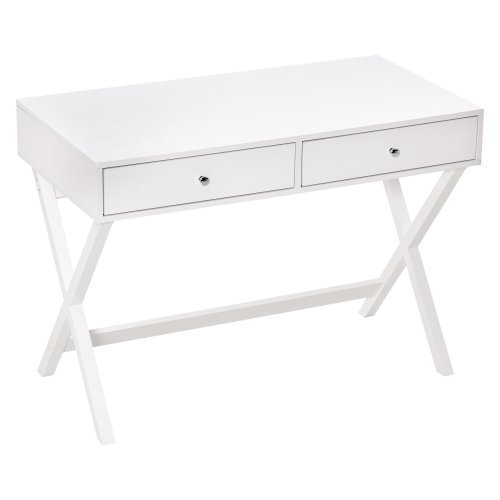 Homcom masa de birou pentru camera oficiu cu 2 sertare, mobilier modern multifunctional din mdf, 106x55x75cm, alb